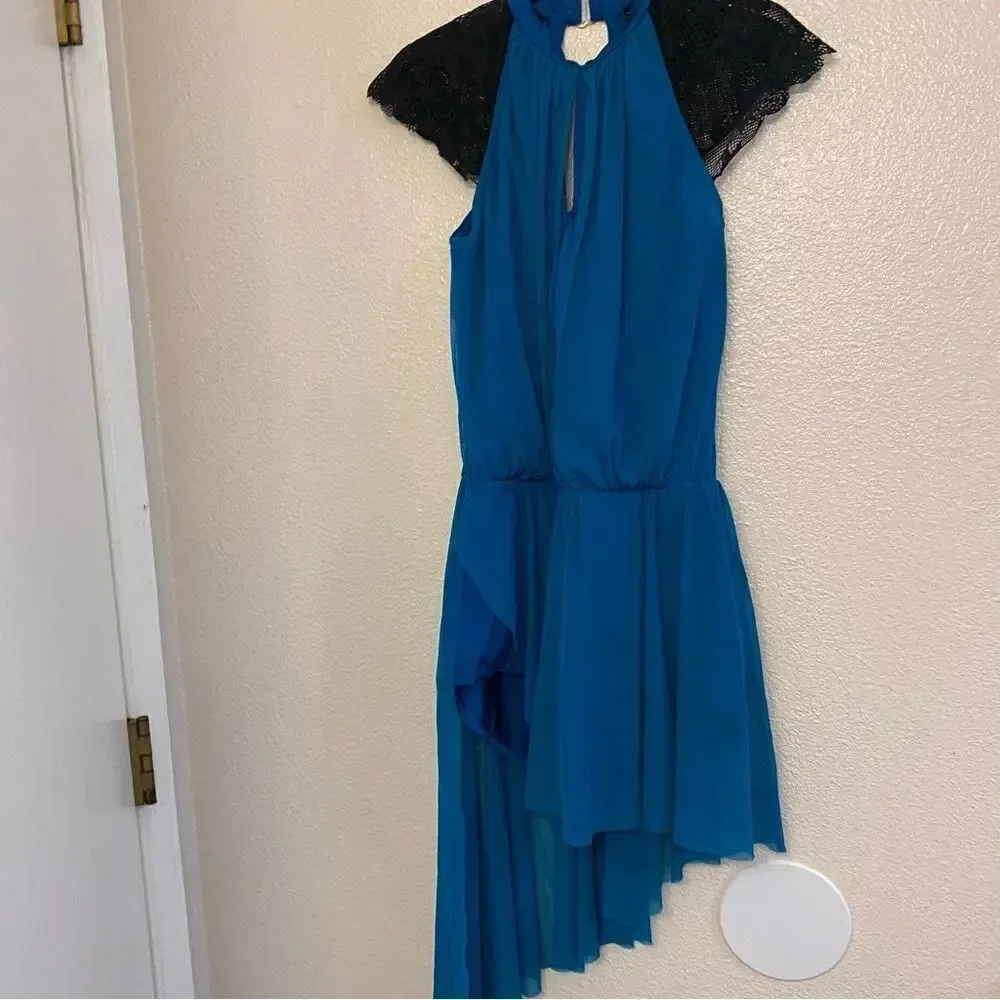 WEISSMAN Dance costume lyrical teal blue lace mesh These Days 12185 adult MA